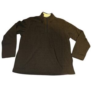 ORVIS‎ Brown & White Pullover Sweater Sherpa Lined 1/4 Zip Men's Sz Large Winter